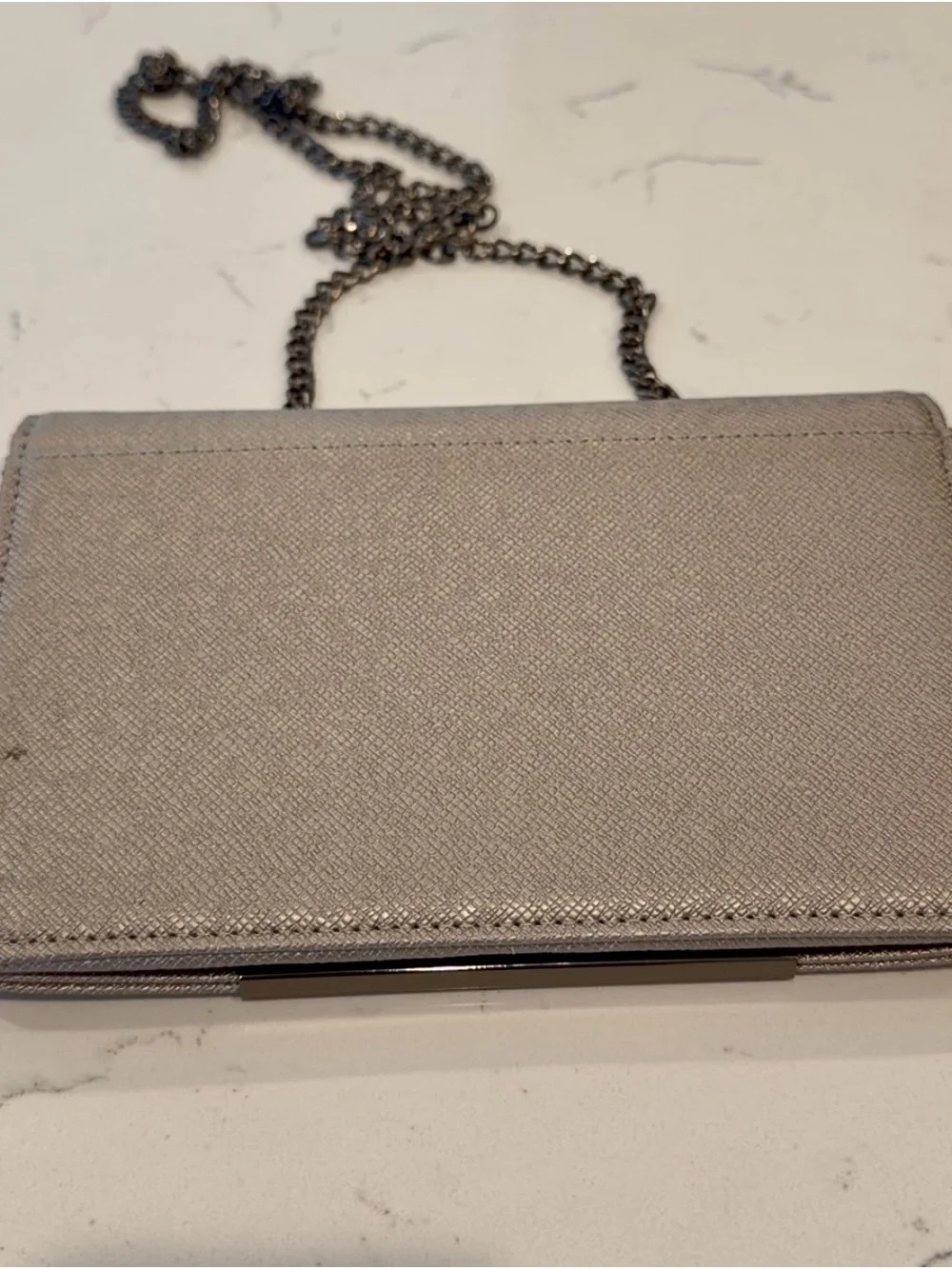 Mix No. 6 Metallic Silver Chain-Handle Clutch